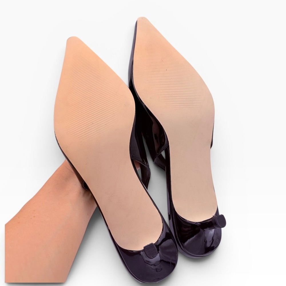 Steve Madden NWOB Kari Slingback Pump 8M Black Patent Pointed Toe Kitten Heel - Picture 7 of 8